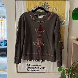 DRIFTWOOD teddy pullover embroidered sweatshirt size medium